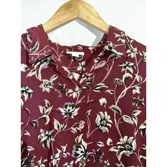 J. Jill Womens Button Up Blouse Floral Long Sleeve Top Size Large - Picture 3 of 8